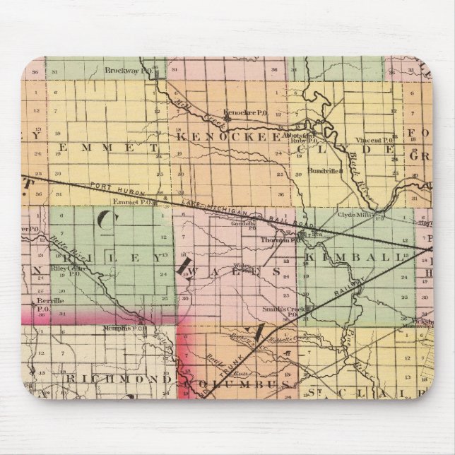 Map of St Clair County, Michigan Mouse Pad (Front)