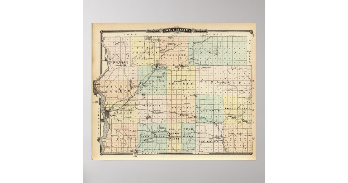 Map of St Croix County Poster Zazzle