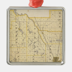 Map of St Joseph County Metal Ornament