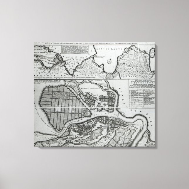 Map of St.Petersburg, c.1750 Canvas Print (Front)