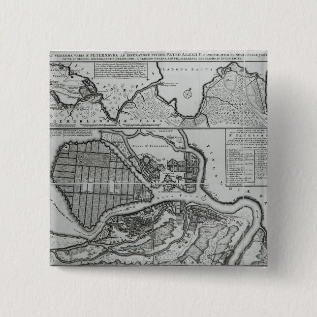 Map of St.Petersburg, c.1750 Pinback Button (Front)