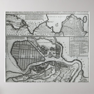 Map of St.Petersburg, c.1750 Poster