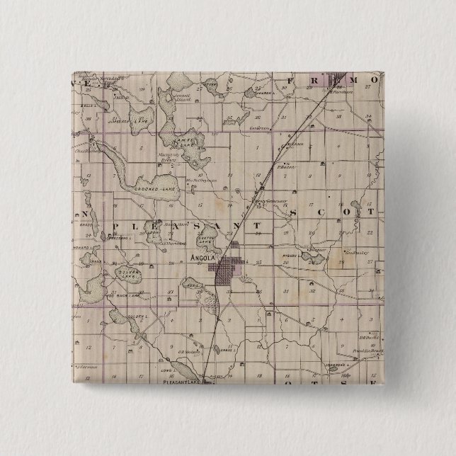 Map of Steuben County Indiana Pinback Button (Front)