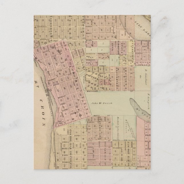 Map of Stillwater, Washington County, Minnesota Postcard (Front)