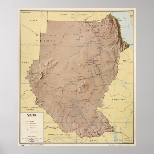Map of Sudan 1963 Poster