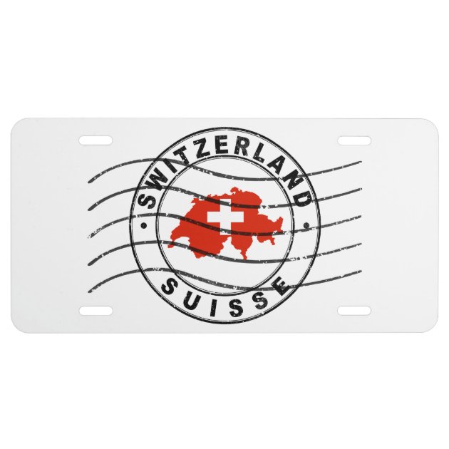 Map of Switzerland Postal Passport Stamp License Plate Zazzle