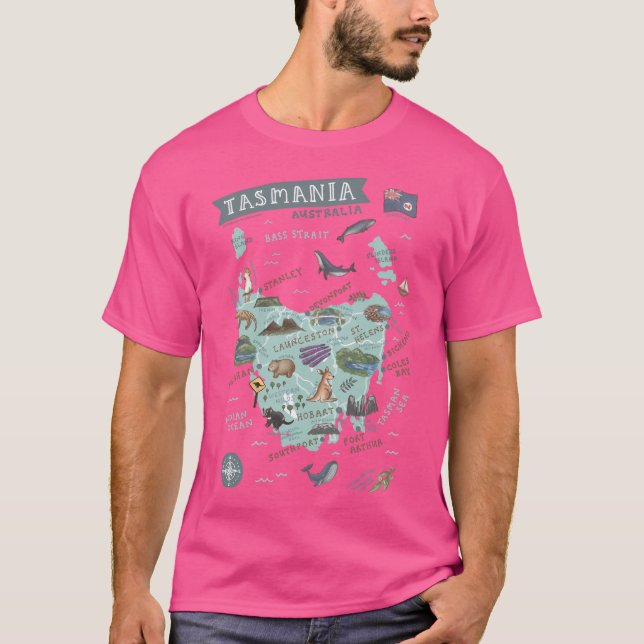Map Of Tasmania T-Shirt (Front)