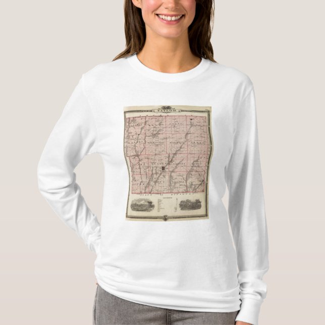 Map of Taylor County, State of Iowa T-Shirt (Front)