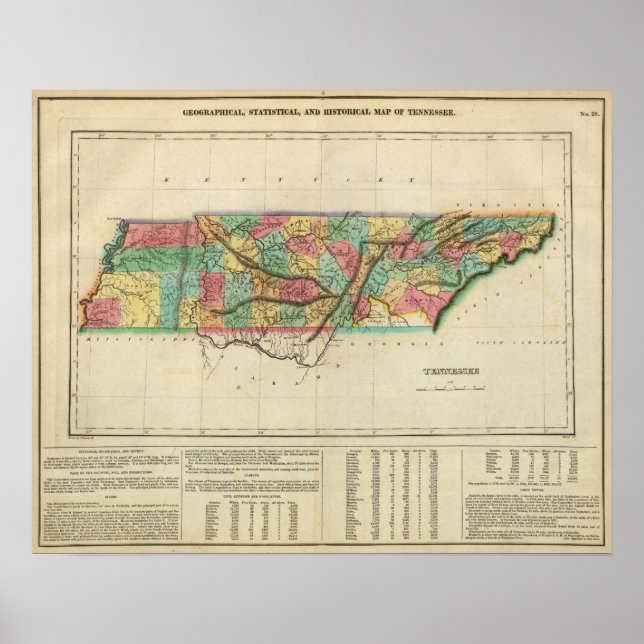 Map Of Tennessee Poster (Front)