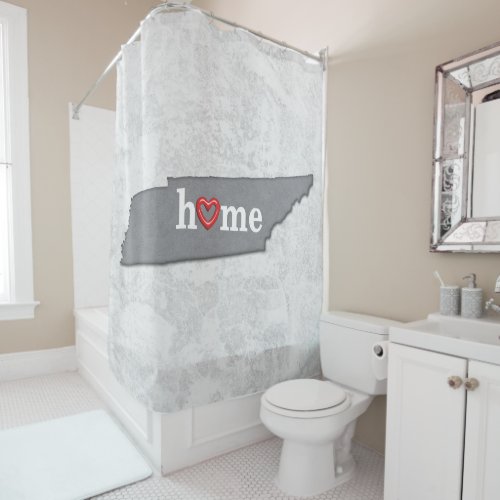Map of TENNESSEE  with HOME and HEART Shower Curtain