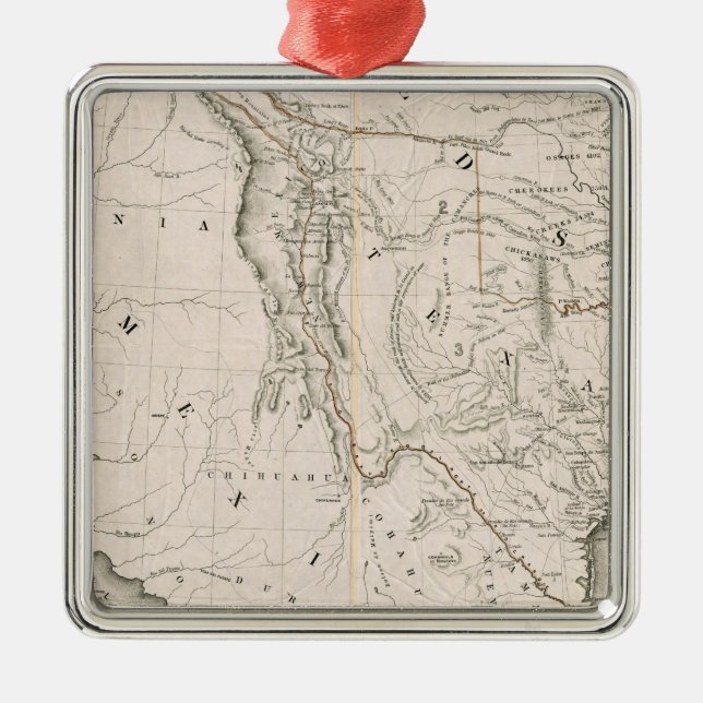 Map Of Texas And The Countries Adjacent Metal Ornament (Front)