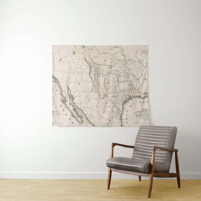 Map Of Texas And The Countries Adjacent Tapestry (In Situ (Horizontal))