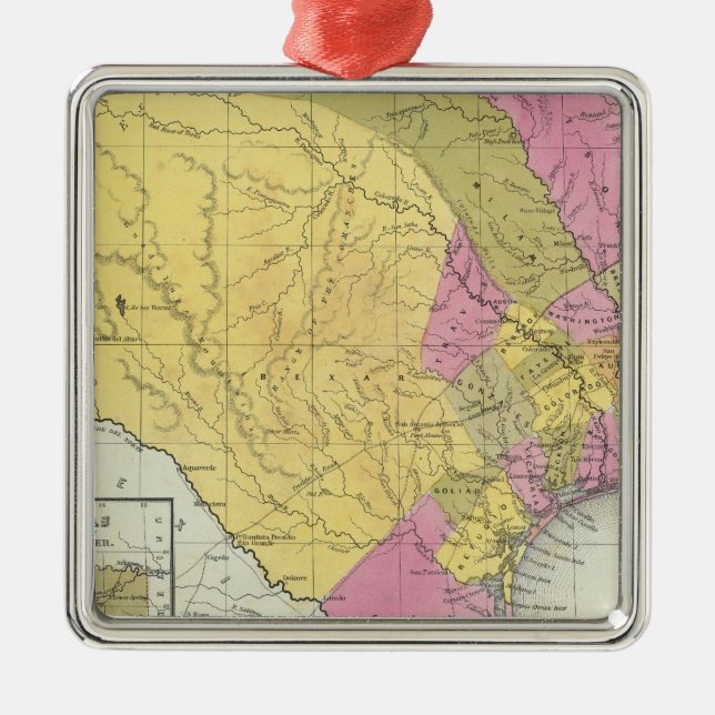 Map Of Texas Metal Ornament (Front)