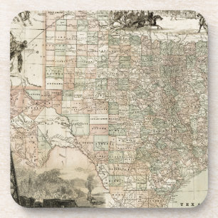 Map of Texas with County Borders Beverage Coaster