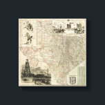 Map of Texas with County Borders Canvas Print<br><div class="desc">This amazing map of the state of Texas shows how the county lines were drawn. It alaso contains renderings of the Alamo, an oil derrick, and cowboys on horses. Show a little love to the Lone Star State by purchasing this print!</div>
