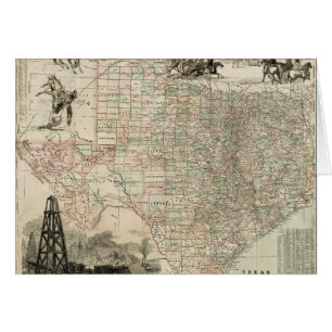 Map of Texas with County Borders Cards