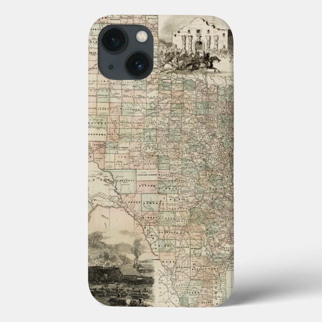 Map of Texas with County Borders Case-Mate iPhone Case (Back)