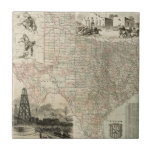 Map of Texas with County Borders Ceramic Tile<br><div class="desc">This amazing map of the state of Texas shows how the county lines were drawn. It alaso contains renderings of the Alamo,  an oil derrick,  and cowboys on horses. Show a little love to the Lone Star State by purchasing this print!</div>