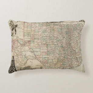 Map of Texas with County Borders Decorative Pillow