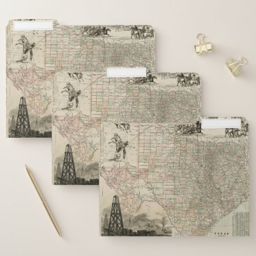 Map of Texas with County Borders File Folder