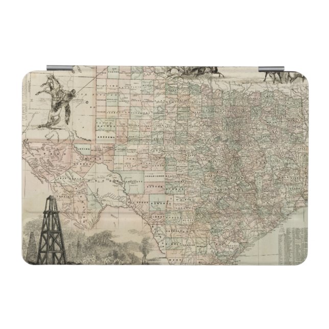 Map of Texas with County Borders iPad Mini Cover (Horizontal)
