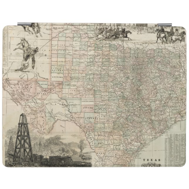 Map of Texas with County Borders iPad Smart Cover (Horizontal)