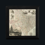 Map of Texas with County Borders Jewelry Box<br><div class="desc">This amazing map of the state of Texas shows how the county lines were drawn. It alaso contains renderings of the Alamo,  an oil derrick,  and cowboys on horses. Show a little love to the Lone Star State by purchasing this print!</div>