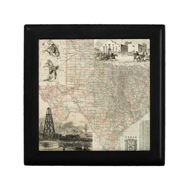 Map of Texas with County Borders Jewelry Box (Front)