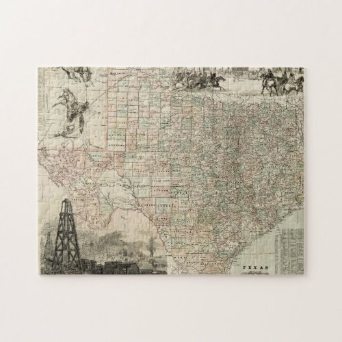 Map of Texas with County Borders Jigsaw Puzzle