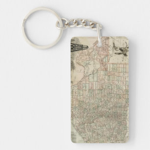Map of Texas with County Borders Keychain