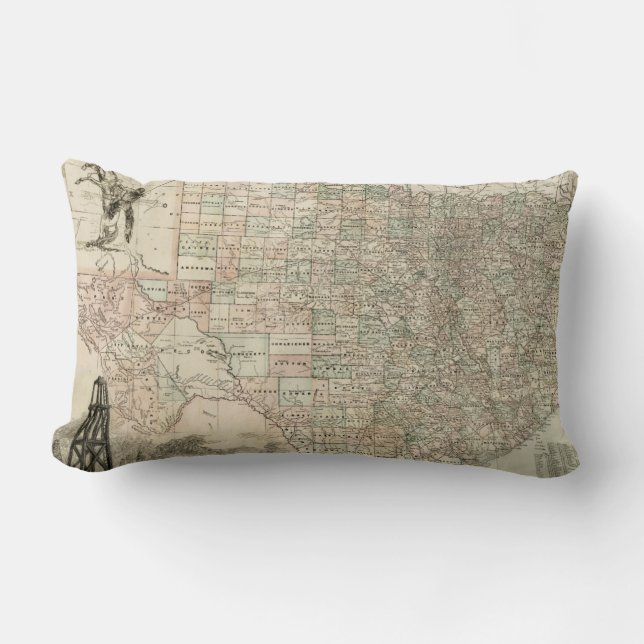 Map of Texas with County Borders Lumbar Pillow (Front)