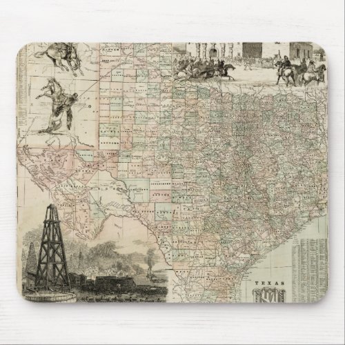 Map of Texas with County Borders Mouse Pad