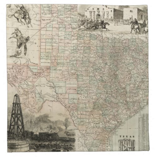 Map of Texas with County Borders Napkin