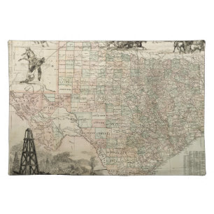 Map of Texas with County Borders Placemat