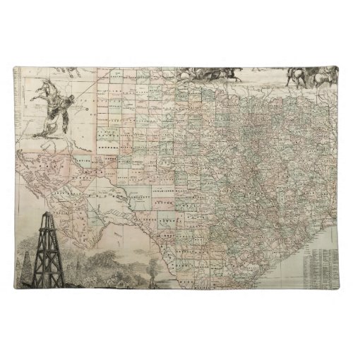 Map of Texas with County Borders Placemat