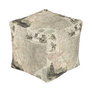 Map of Texas with County Borders Pouf