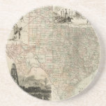 Map of Texas with County Borders Sandstone Coaster<br><div class="desc">This amazing map of the state of Texas shows how the county lines were drawn. It alaso contains renderings of the Alamo,  an oil derrick,  and cowboys on horses. Show a little love to the Lone Star State by purchasing this print!</div>