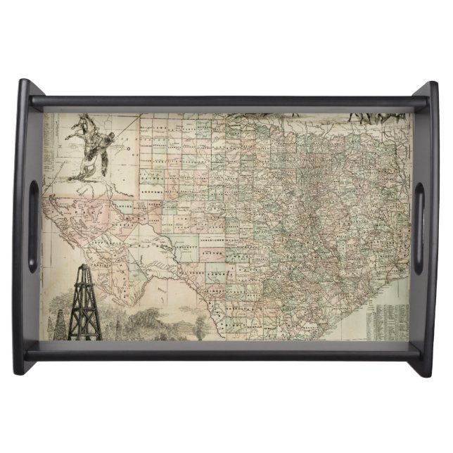Map of Texas with County Borders Serving Tray (Front)