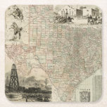 Map of Texas with County Borders Square Paper Coaster<br><div class="desc">This amazing map of the state of Texas shows how the county lines were drawn. It alaso contains renderings of the Alamo,  an oil derrick,  and cowboys on horses. Show a little love to the Lone Star State by purchasing this print!</div>