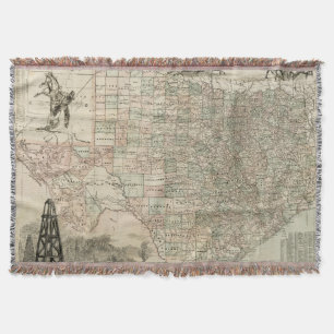 Map of Texas with County Borders Throw Blanket