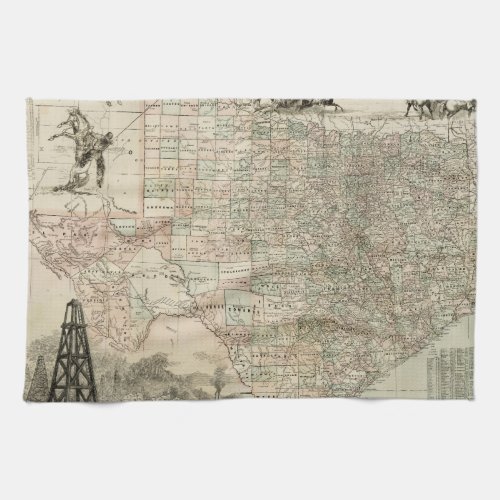 Map of Texas with County Borders Towel