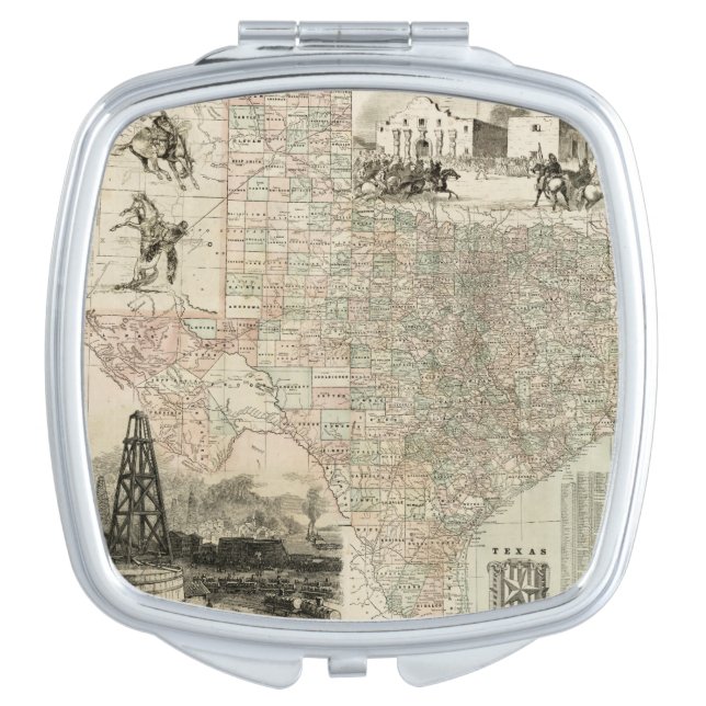 Map of Texas with County Borders Vanity Mirror (Front)