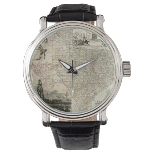 Map of Texas with County Borders Watch