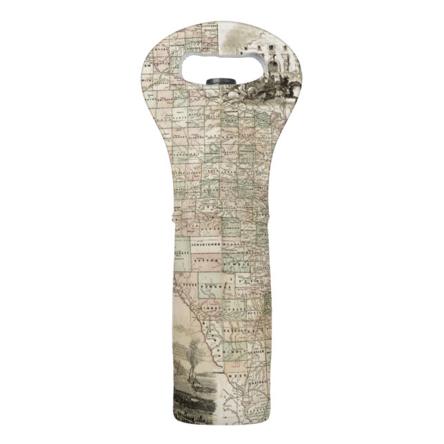 Map of Texas with County Borders Wine Bag (Back)