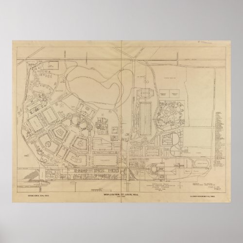 Map of the 1904 Worlds Fair in St Louis Missour Poster