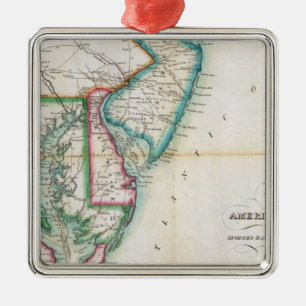 Map of the American Coast Metal Ornament