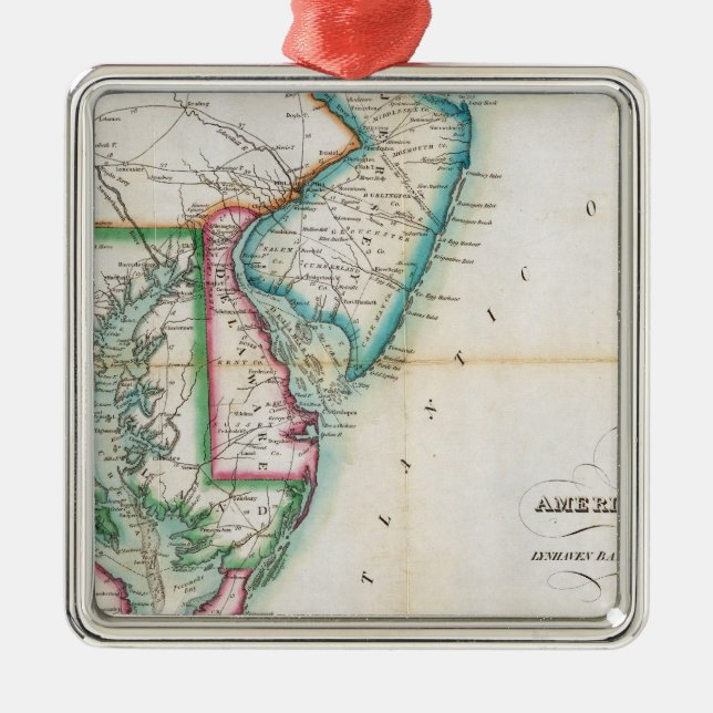 Map of the American Coast Metal Ornament (Front)
