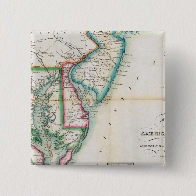 Map of the American Coast Pinback Button (Front)