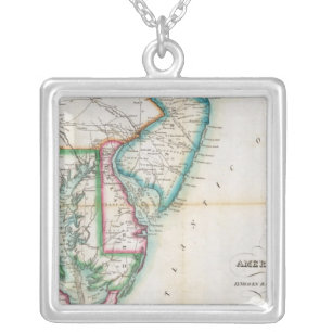 Map of the American Coast Silver Plated Necklace