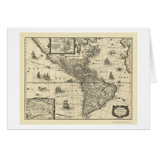 Map of the Americas by Hondio 1640 (Front Horizontal)